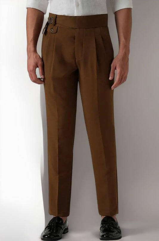 "Terracotta Regent" High-Waist Trousers