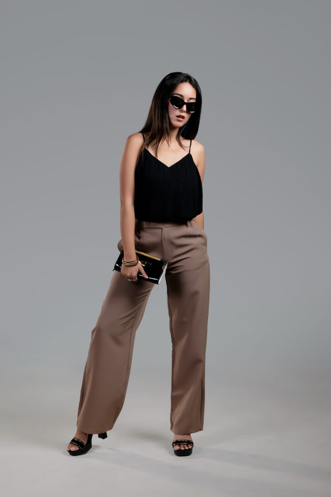 "Midnight Whisper" Pleated Cami Top