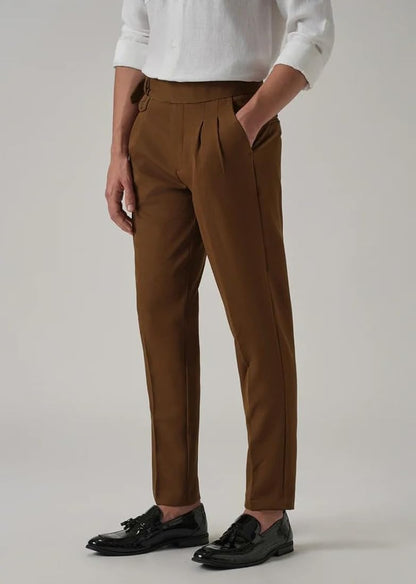 "Terracotta Regent" High-Waist Trousers