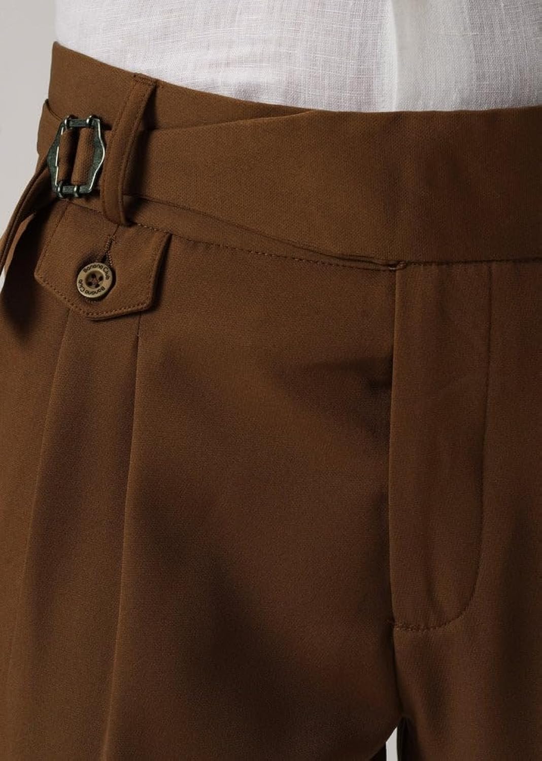 "Terracotta Regent" High-Waist Trousers